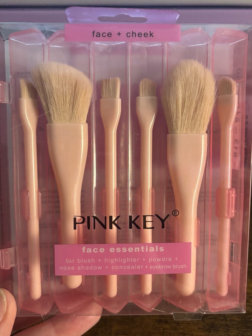 PINK KEY Face + Cheek Brush Set - Pink